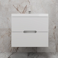 Style Line Тумба с раковиной Матис 70 подвесная белая матовая – фотография-2